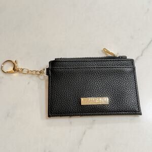Laundry By Shelli Segal Leather black ID Card Case Key Ring ID Wallet Zip NWOT